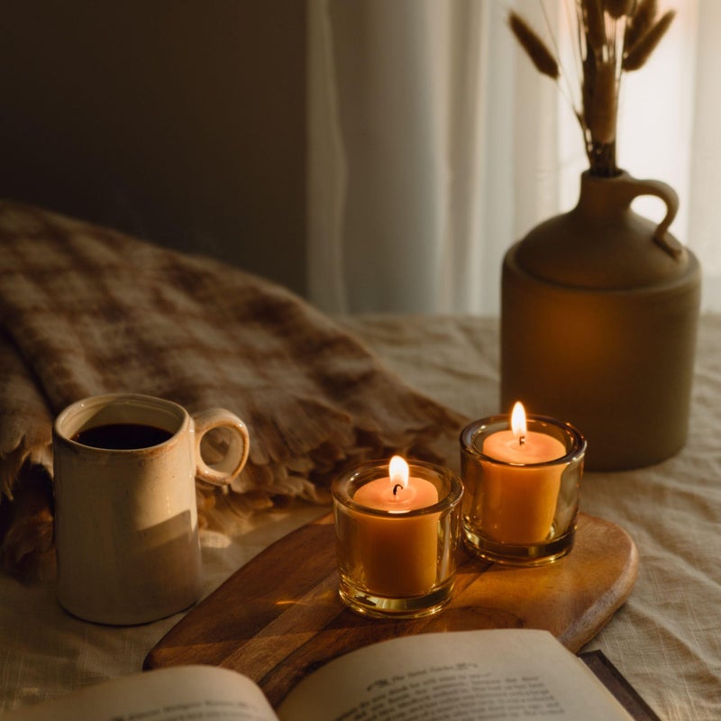 Bluecorn Beeswax Votive Candles, 100% Pure Natural Bees Wax, Yellow Votives, Clean Burning & Long Lasting (12+ Hours), Fragrance Free, Home Decor, Fall & Christmas Decor, American Made, 4 Pack - Image 5